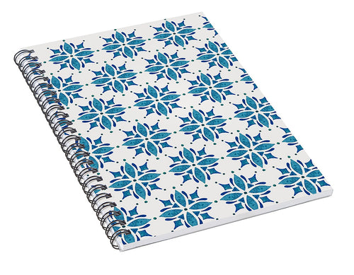 Blue Watercolor Tile Pattern - Spiral Notebook